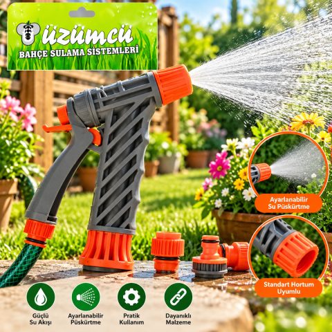 Ayarlanabilir Tetikli Bahçe Sulama Tabancası